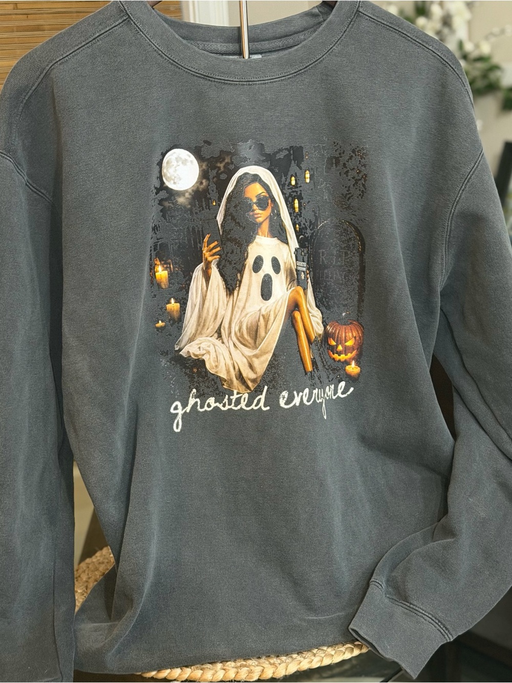 Comfort Colors Slate Graphic Ghost Sweatshirt